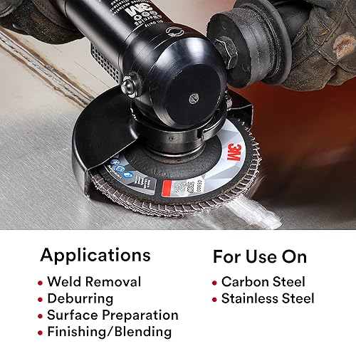 Miniatura 26 de 3M Disco de solapa 769F, tipo 27, 80+, 4-1/2 in x 7/8 in, abrasivo de alto rendimiento, disco de pulido y acabado de grano de precisión de cerámica