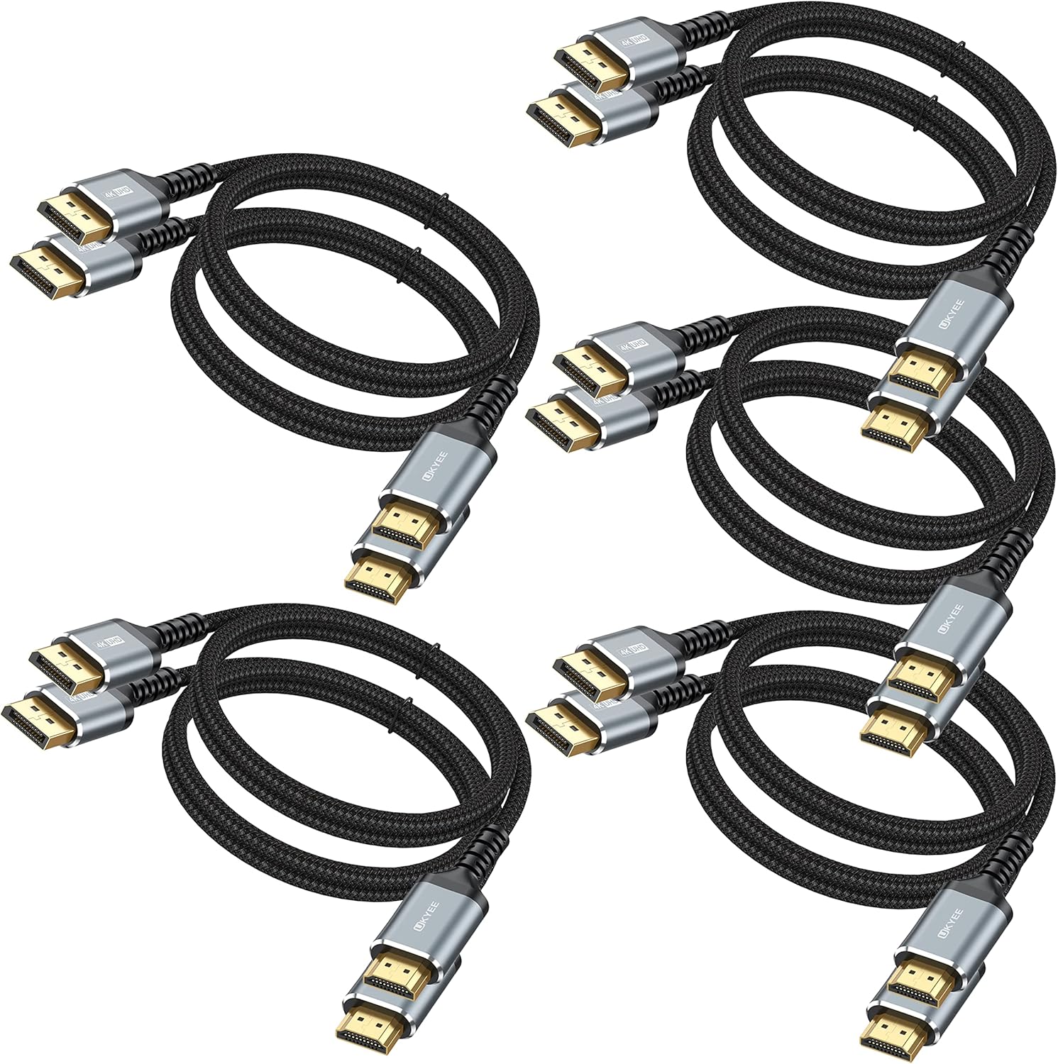 DP to HDMI Cable 3ft 10-Pack,Displayport to HDMI Cord 3 Feet 2-Pack,Display Port to HDMI Adapter Male to Male Cord Converter for PCs to HDTV, Monitor, Projector.