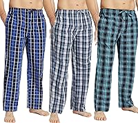 JupiterSecret Men's Cotton Plaid Pajama Pants - Soft Flannel Sleep & Lounge PJ Bottoms with Pockets, Drawstring Waist & Button Fly