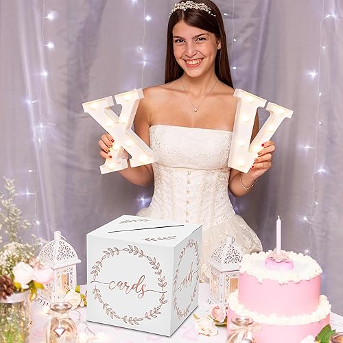 Miniatura 8 de Elegante caja de tarjetas clásica de corazón, 1 juego de caja de recepción de tarjetas de estampado en caliente para regalo de sobre de dinero,