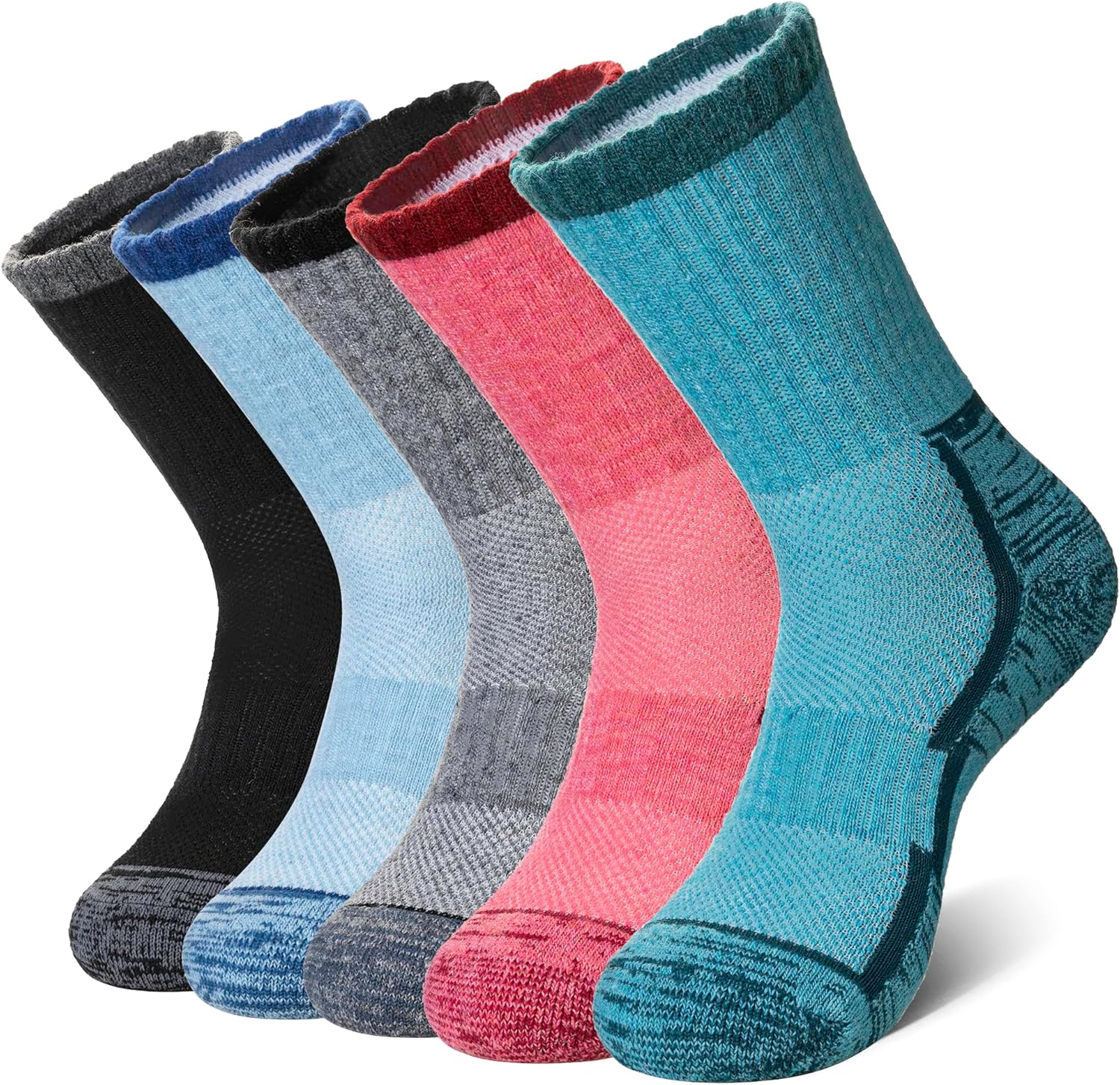 DoSmart Merino Wool Hiking Socks for Women Men Thermal Winter Warm Moisture Wicking Boot Work Cushion Gift Socks 5 Pairs