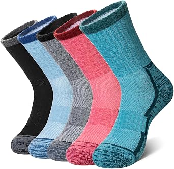 DoSmart Merino Wool Hiking Socks for Women Men Thermal Winter Warm Moisture Wicking Boot Work Cushion Gift Socks 5 Pairs
