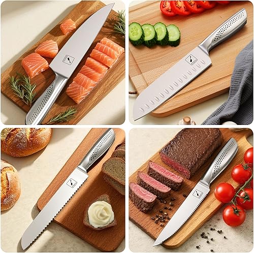 Miniatura 9 de imarku Juego de cuchillos de cocina de acero inoxidable de alto carbono con bloque de cuchillos ultra afilado, juego de cuchillos japoneses con