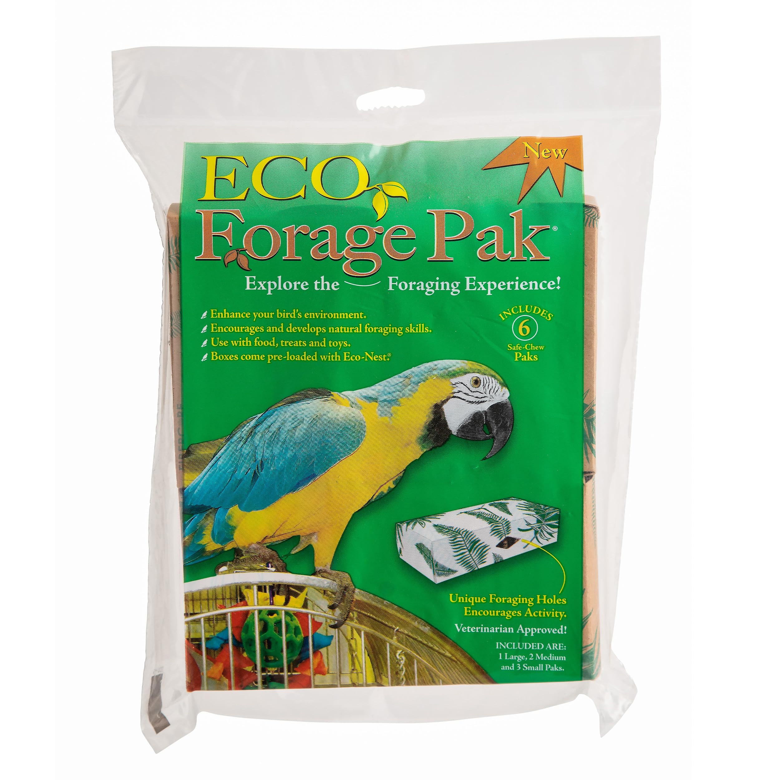 ECO BEDDING Enrichment for Pets and Birds, Eco Forage Assorted 6 Pack