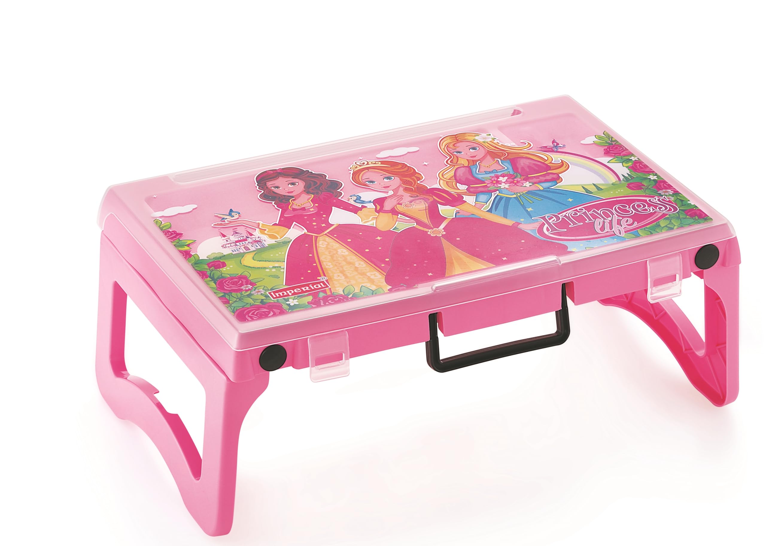 MOLTRES - Princess Life Multi-Utility Study Compack Desk | Food |Activity | Plastic Study Table | Easy to Carry | Light Weight (Light Pink)