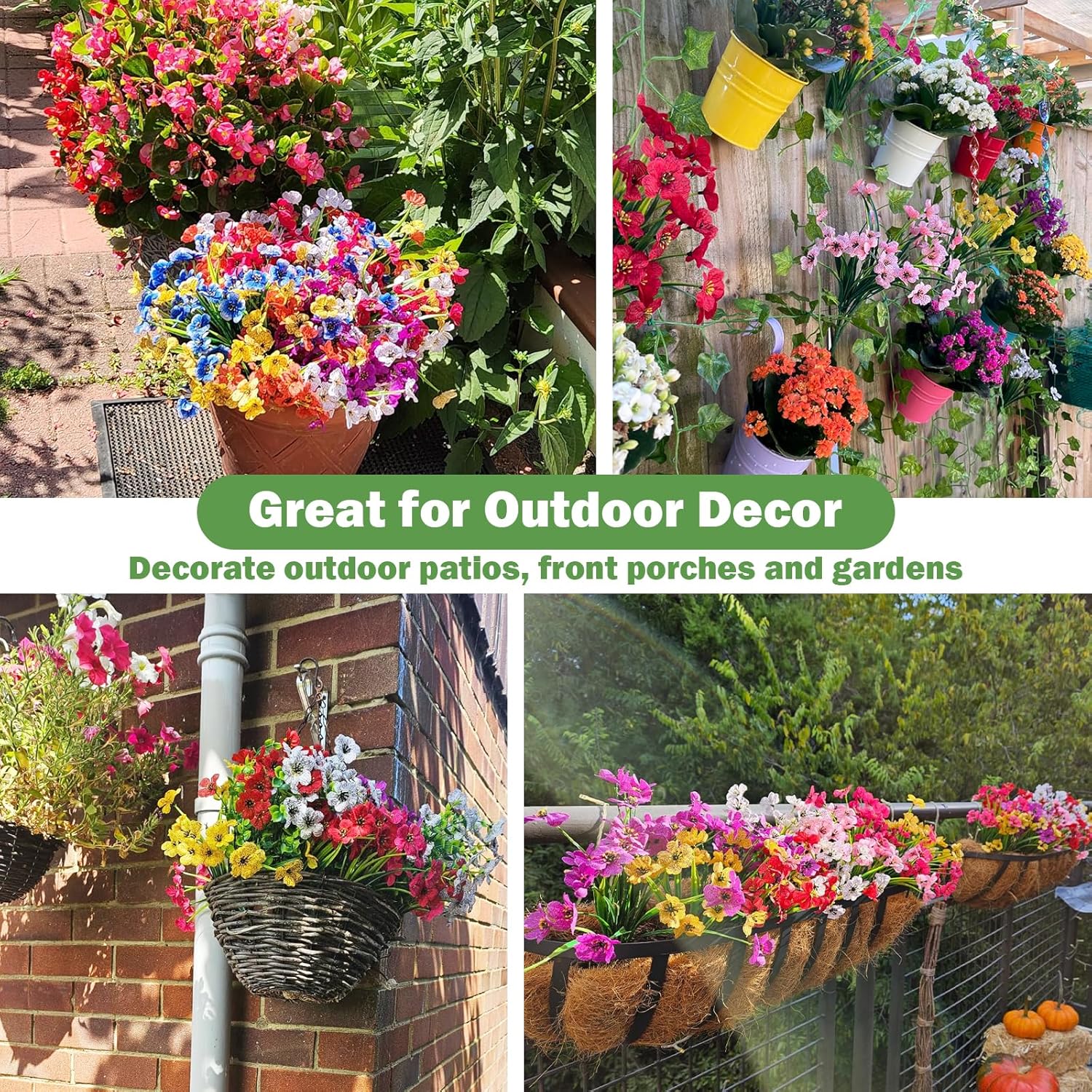 Nepfaivy Artificial Flowers for Outdoors Realistic - 27 Bundles Uv-Resistant Fake Flowers for Outdoor Planters, Fade-Proof Silk Faux Flowers Plants for Outside Garden Porch Window Box Decoration - Image 3