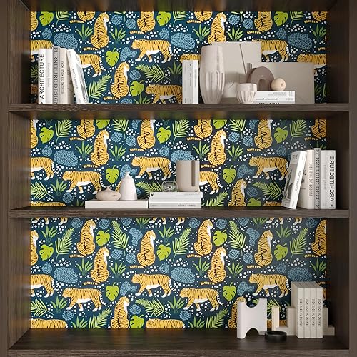 Miniatura 3 de CHIHUT Papel tapiz autoadhesivo con diseño de leopardo King para despegar y pegar, removible con diseño de animales de la selva, papel de contacto