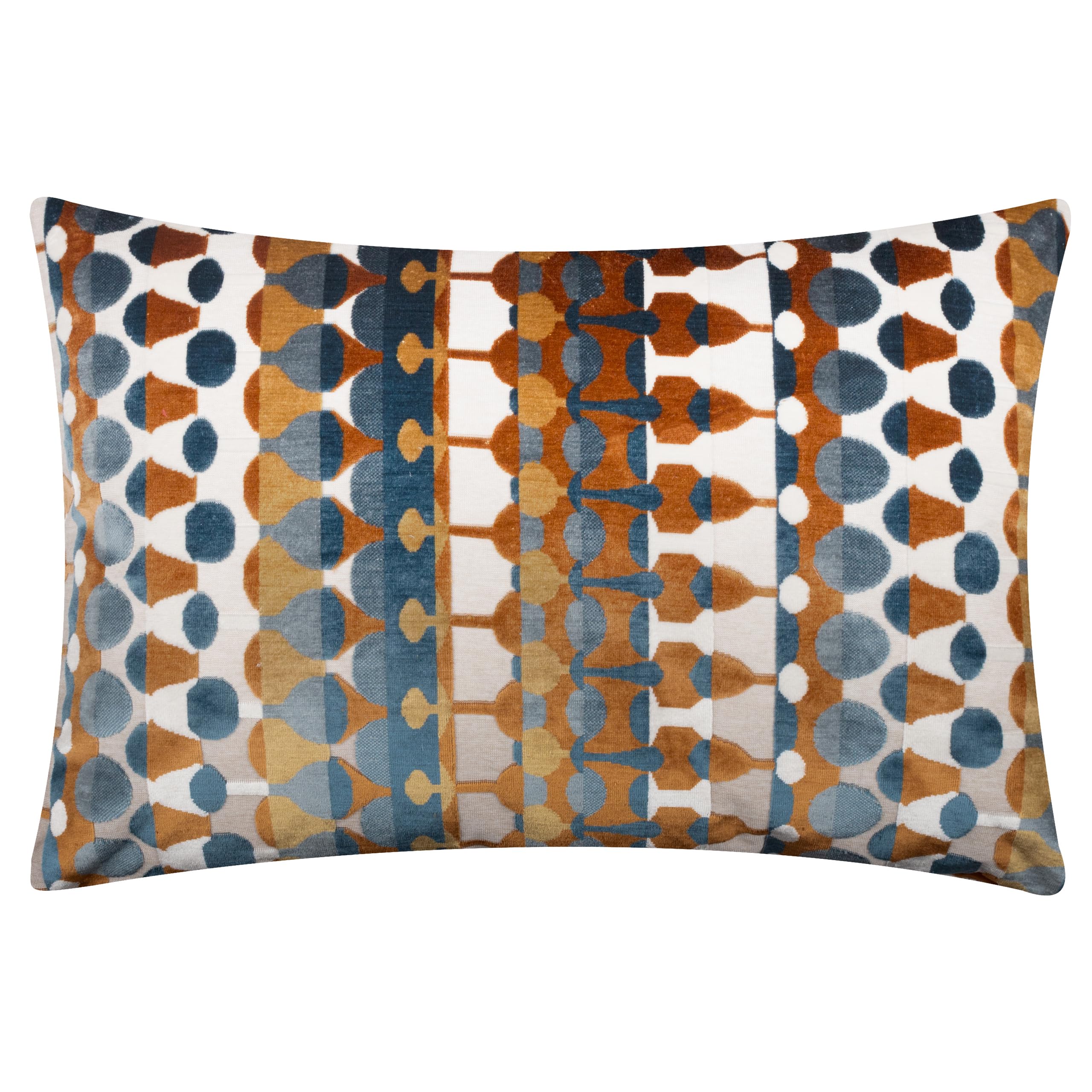 furn. Metro Abstract Cushion Cover – Geometric Velvet Jacquard Decorative Case (Ginger – 40x60cm)
