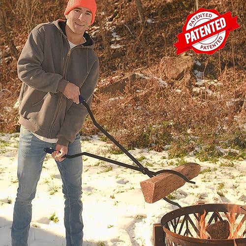 Miniatura 2 de Pinzas para troncos de fuego de 40 pulgadas, juego de póquer de leña y póquer de fuego, herramienta grande para fogata al aire libre e interior,