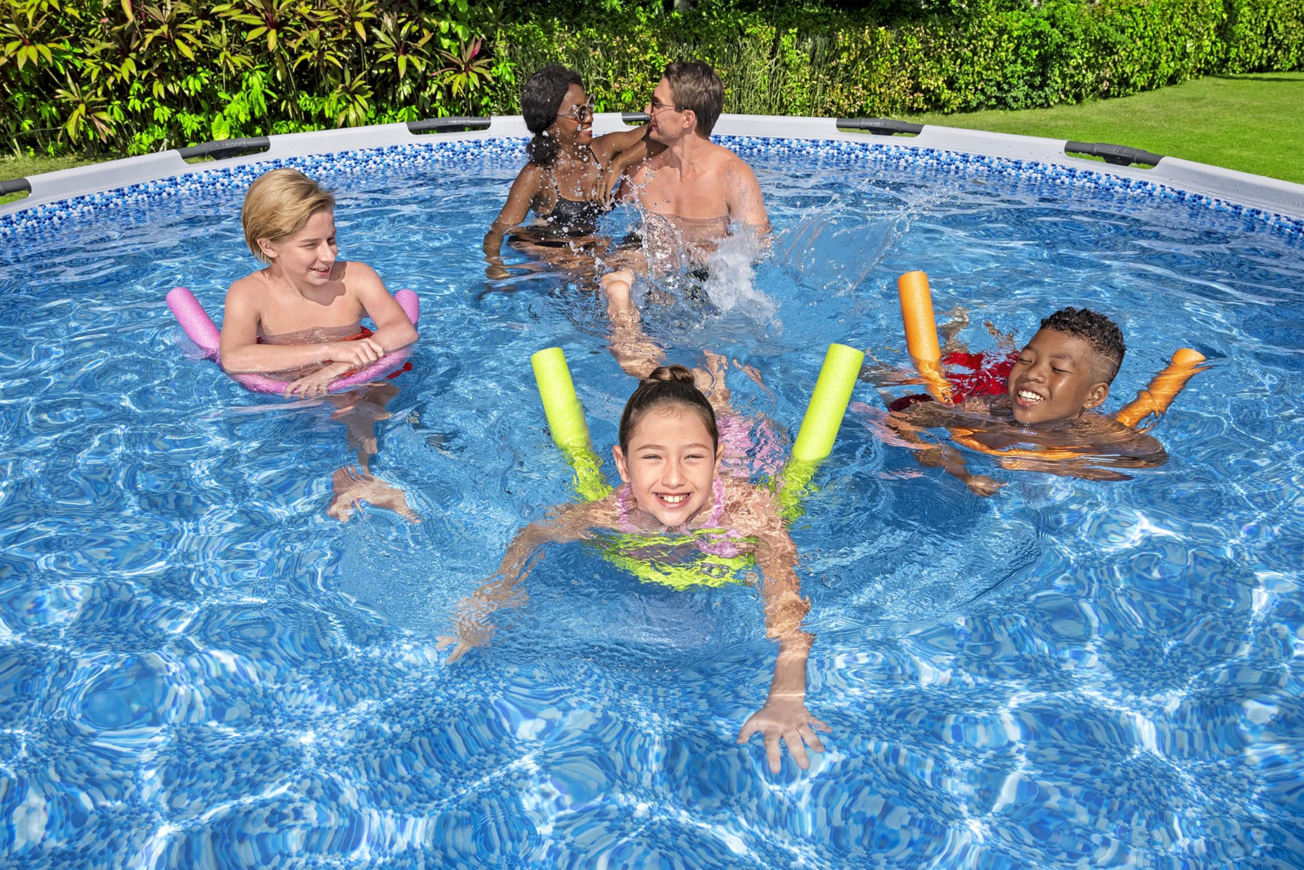 Bestway Steel Pro MAX Frame Pool Komplett-Set mit Filterpumpe Ø 488 x 122 cm , lichtgrau, rund