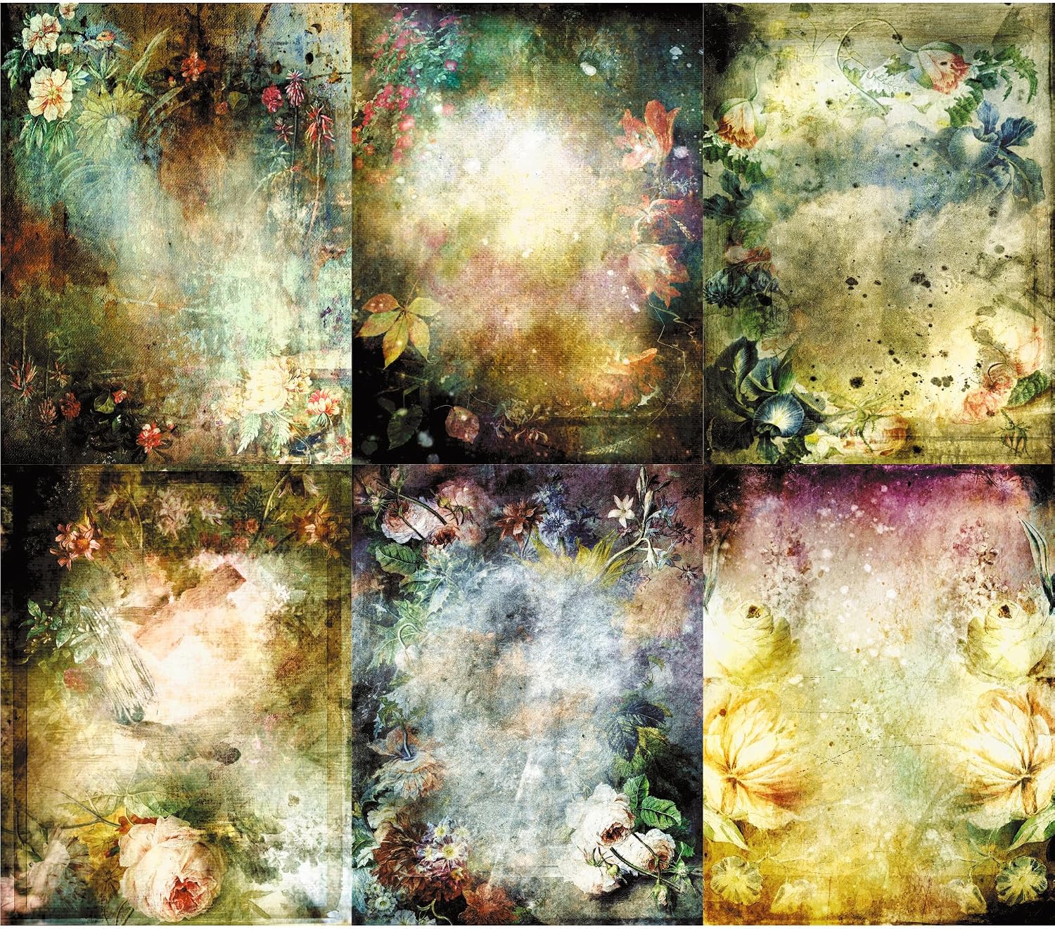 Botanical Decoupage Rice Paper, 8 x 10.5 inch (A4) - 6 Designs for Scrapbooking Cards Crafts Decoupage by Craft Kreatively