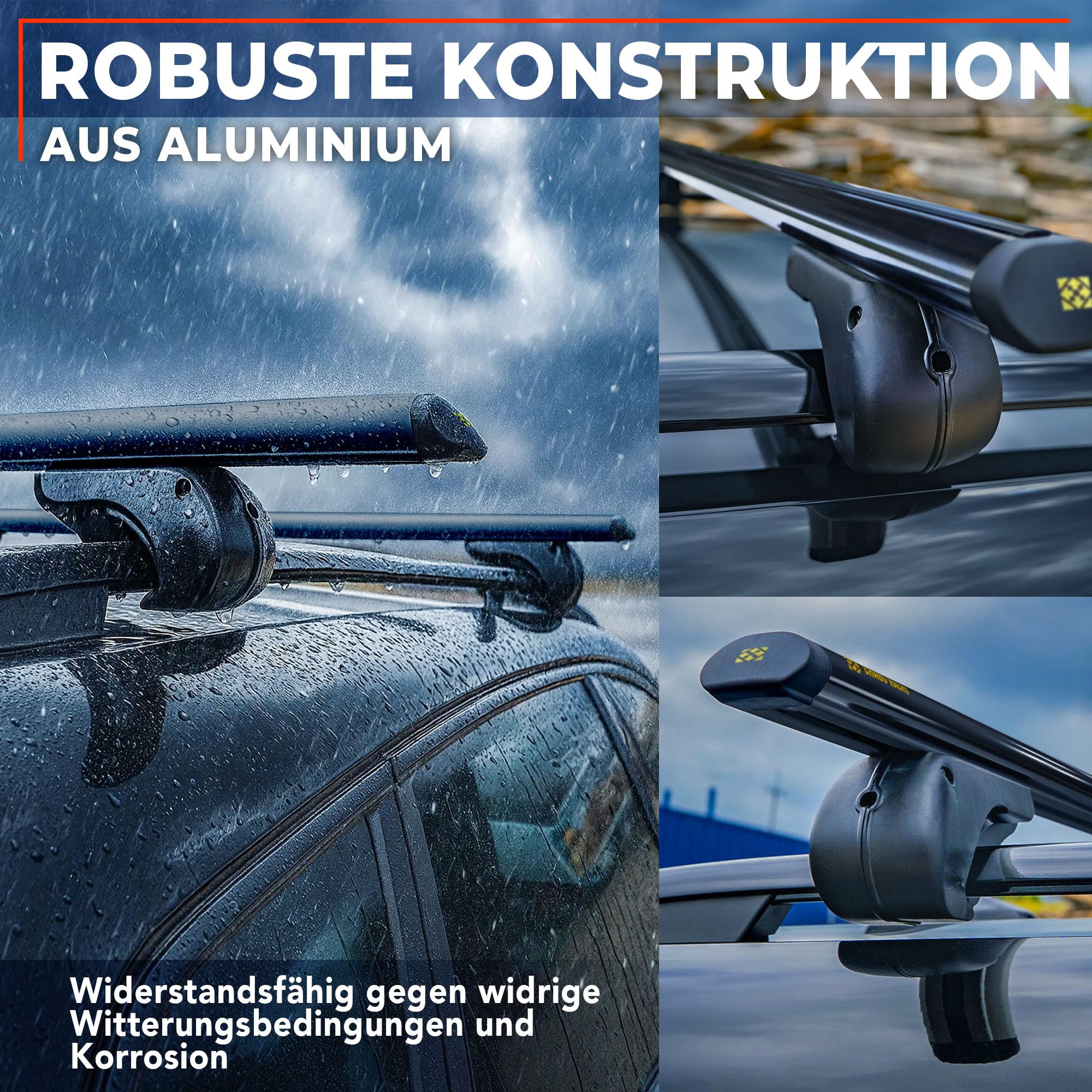 Chaos Racks | Dachträger Universal Dachgepäckträger für Offene Dachreling | Sicherer Transport von Dachbox, Fahrradträger, Skihalter, Leiter | Leichte und Robuste Konstruktion aus Aluminium; 120 cm