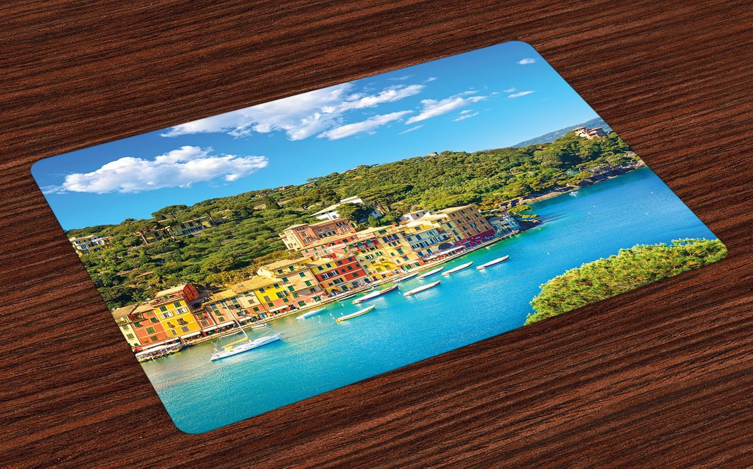 Ambesonne Italy Place Mats Set of 4, Portofino Landmark