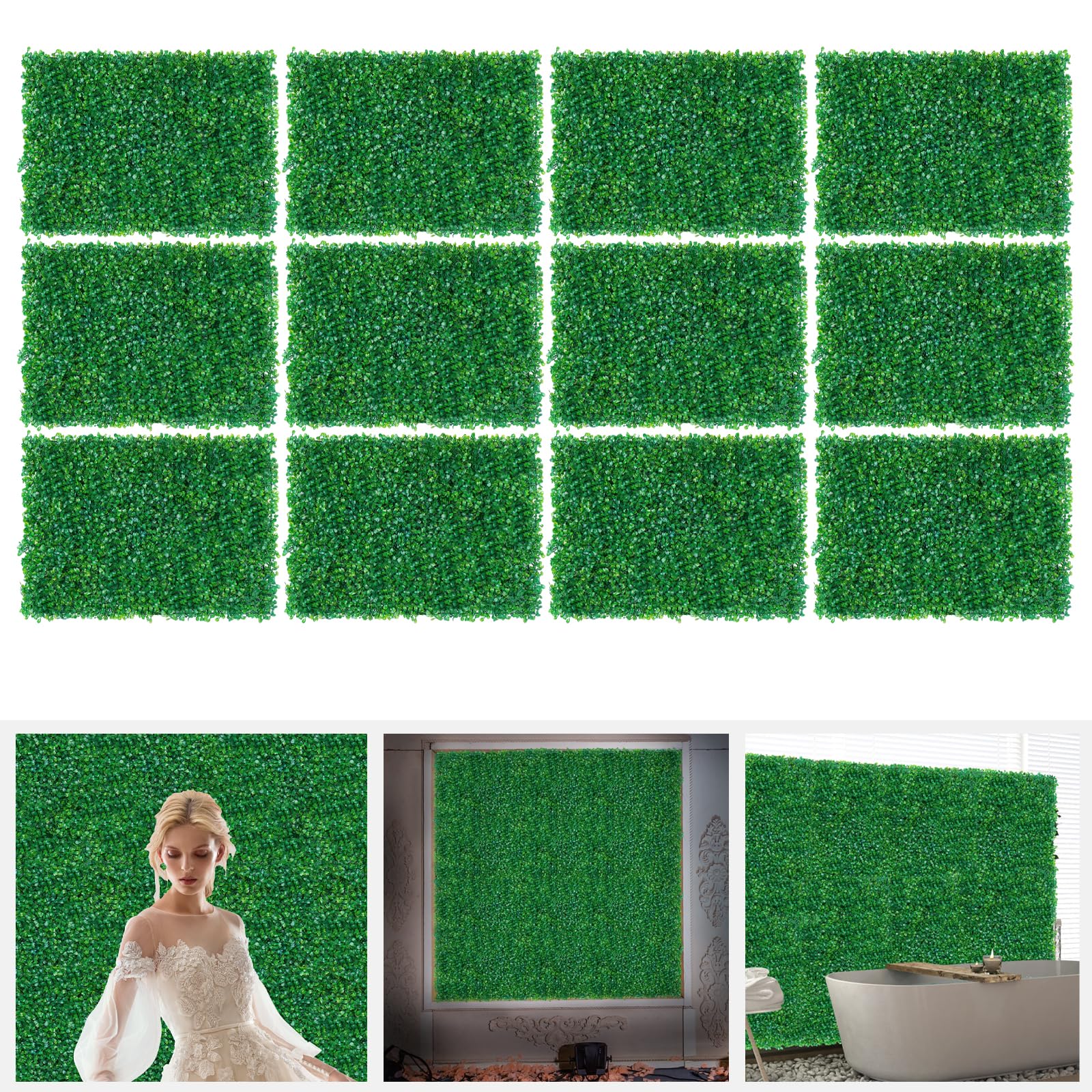 Künstliche Graswand Hintergrund 12er Set Innenkunstdekoration Grüne Wand Pflanzenwand Kann für Wohnzimmer, Schlafzimmer, Studie Verwendet Werden