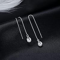 Vista 4 de Reffeer Solid 925 Sterling Silver CZ Droplet Chain Dangle Earrings for Women Teen Girls Tassel Dangle Earrings Threader