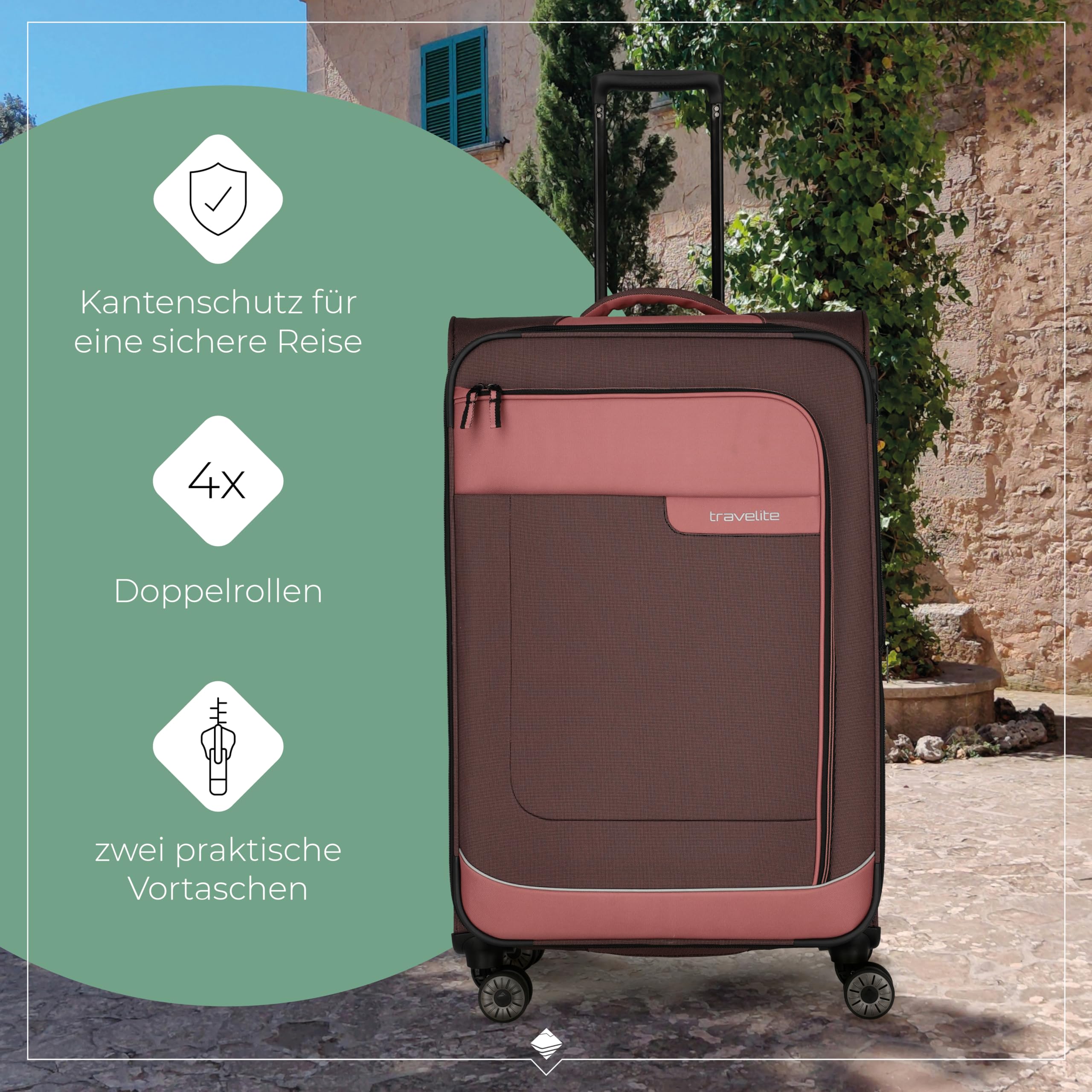 Travelite 4-Rad Koffer Größe L Weichschale aus recyceltem Material – Bild 5