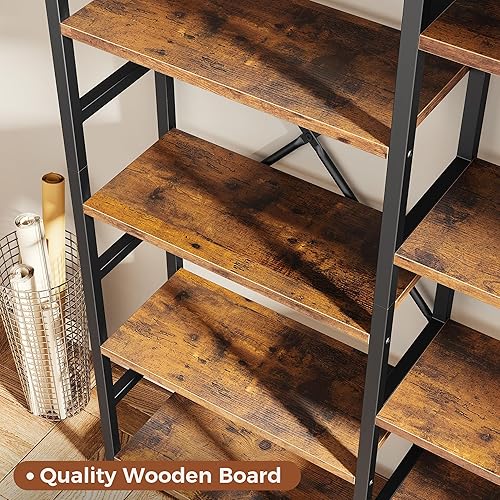 Miniatura 15 de SUPERJARE Estantería triple de 4 niveles, estantería con 11 estantes abiertos, estante ancho para el hogar y la oficina, color gris Negro -,Marrón