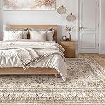 Cotiled Vintage Living Room Area Rug 5x7 - Large Soft Washable Oriental Traditional Distressed Farmhouse Rugs for Bedroom - Indoor Floor Accent Carpet for Home Office House Decor-Beige