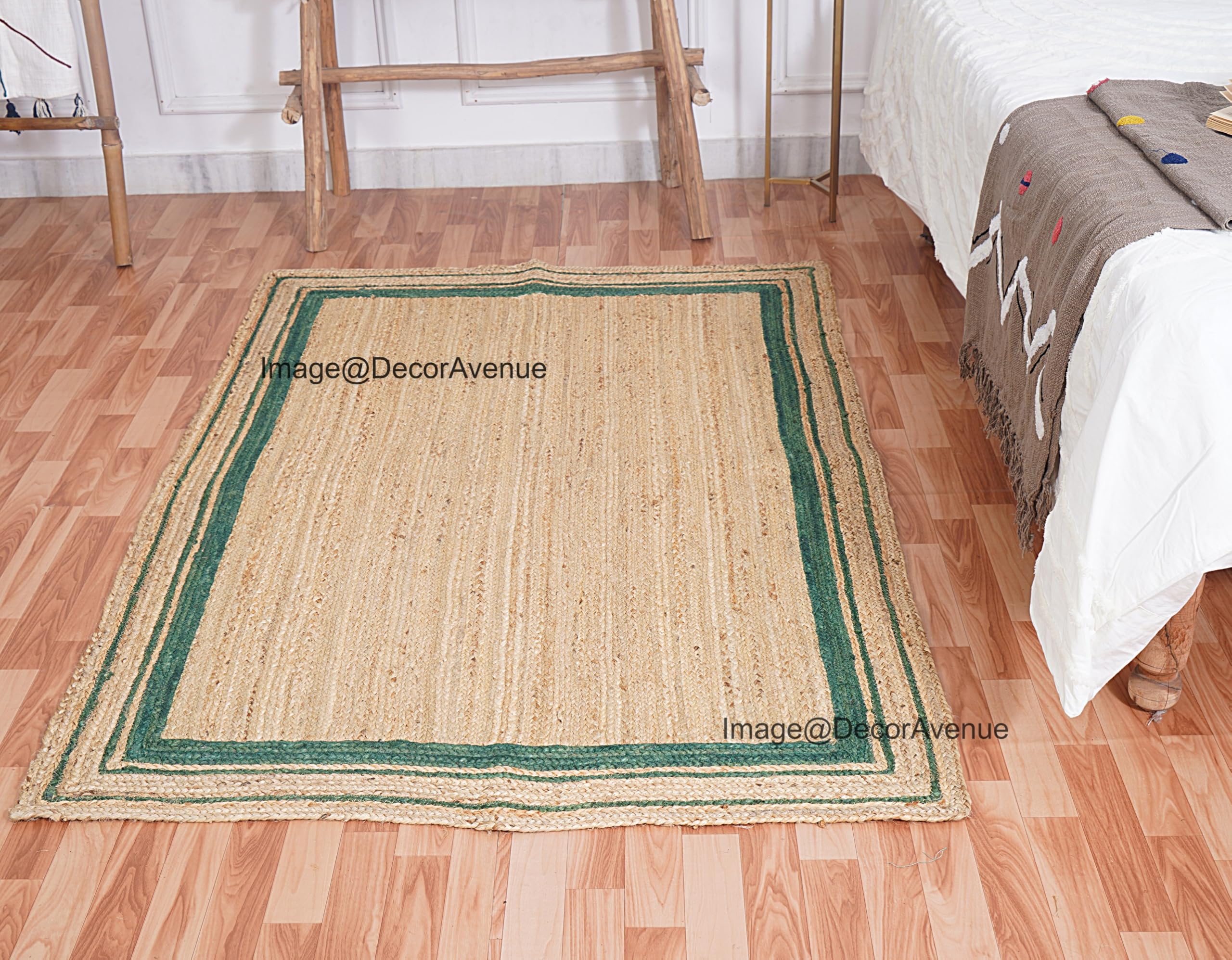 DecorAvenue Indian Handmade Handwoven Braided Jute Area Rug (Green,6' x 9')