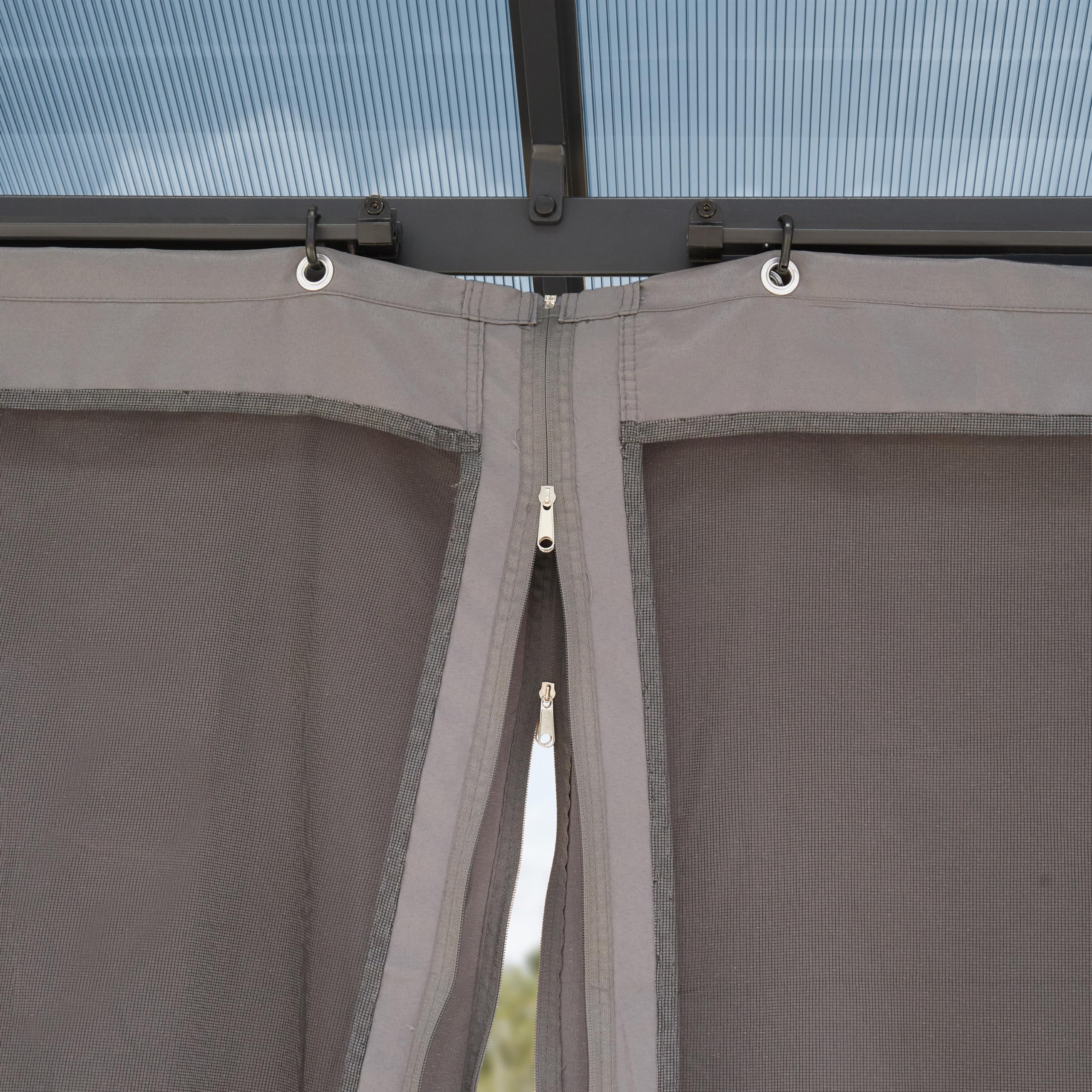 TOOLPORT Tonnelle de Jardin 3x3,65 m Panneaux de Polycarbonate d'env. 6 mm avec parois latérales et moustiquaires en Gris