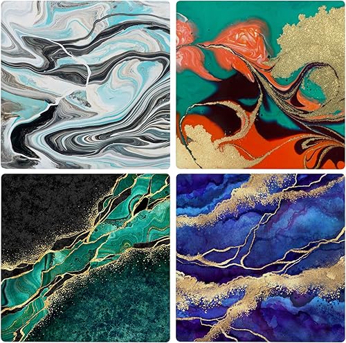 Miniatura 6 de Colovis Paquete de 12 posavasos de cerámica para manualidades, 4 pulgadas cuadrados sin esmaltar en blanco con almohadillas de respaldo de corcho