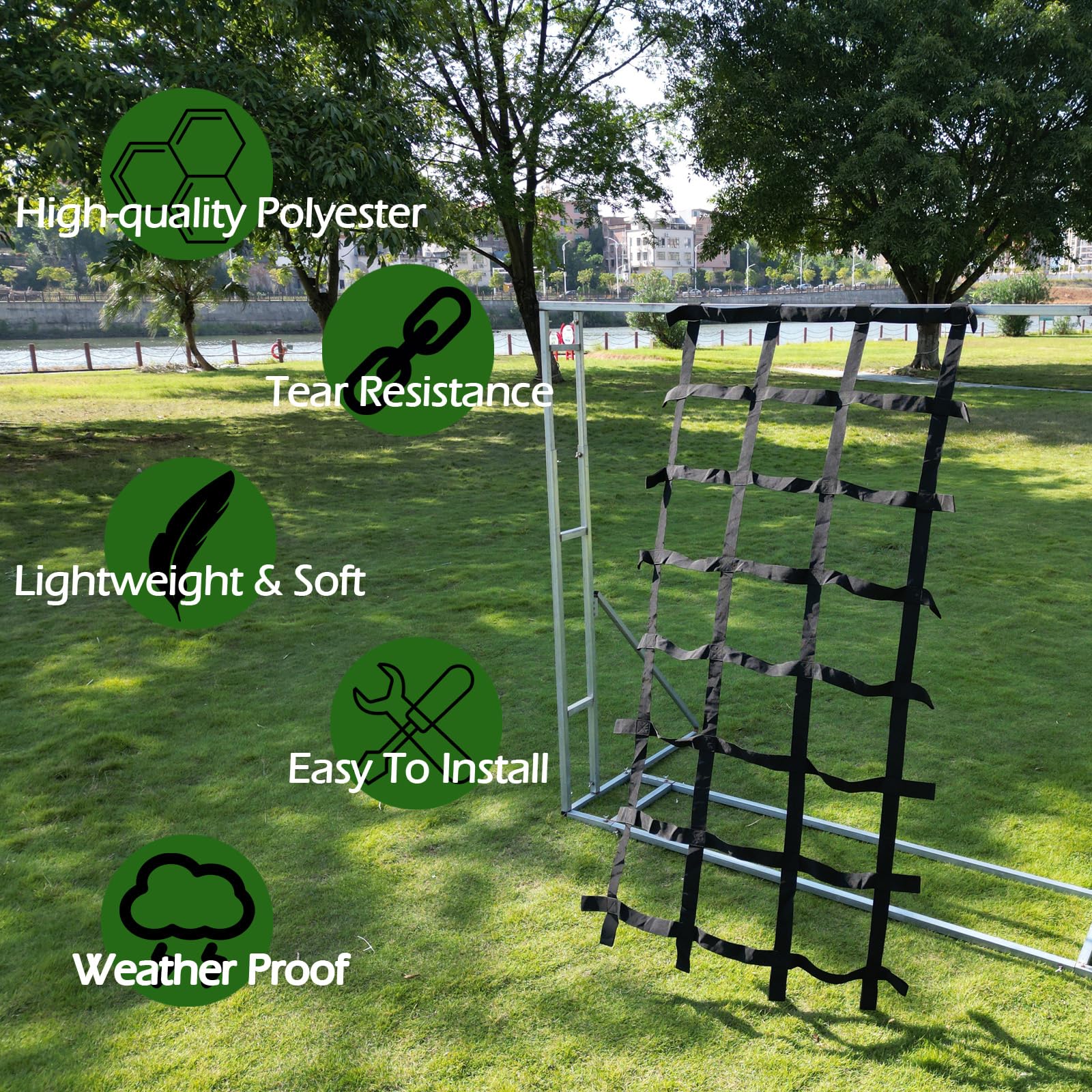CL CLC Climbing Cargo Net Black 7ft X 4ft(87 inch x 48 inch)-Playground Play Safety Net,Rope Ladder,Jungle Gyms, Swing Set, Obstacle Courses for Outdoor Treehouse - Image 4