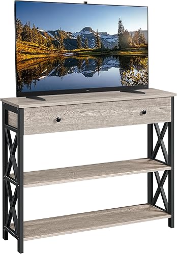 Yaheetech Soporte para TV, centro de entretenimiento con cajón, mesa consola multimedia para TV de hasta 45 pulgadas, mesa consola de TV con
