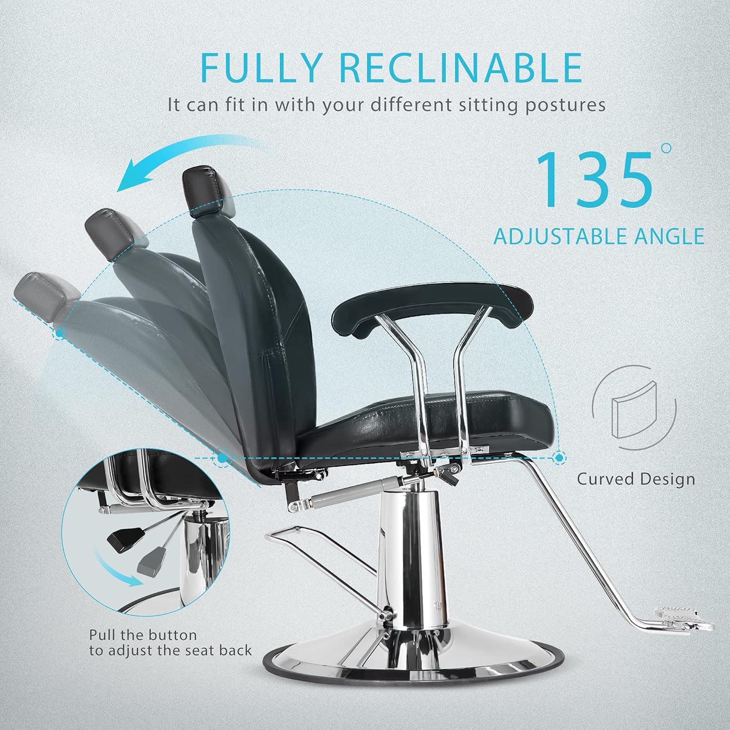 VIVOHOME Reclining Swivel Barber Chair with Hydraulic Pump and Adjustable Headrest for Beauty Hair Salon Spa : Beauty & Personal Care