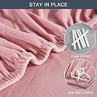 Vista 4 de CONRUSER Funda elástica para sofá, funda de terciopelo suave con parte inferior elástica, protector de muebles para mascotas y niños (rosa, mediano)