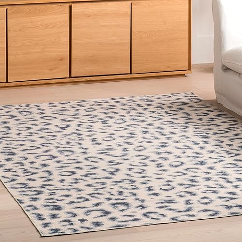 Miniatura 8 de nuLOOM Mason - Alfombra ultrafina lavable a máquina, con estampado de leopardo contemporáneo, 2 x 3 pies, color azul