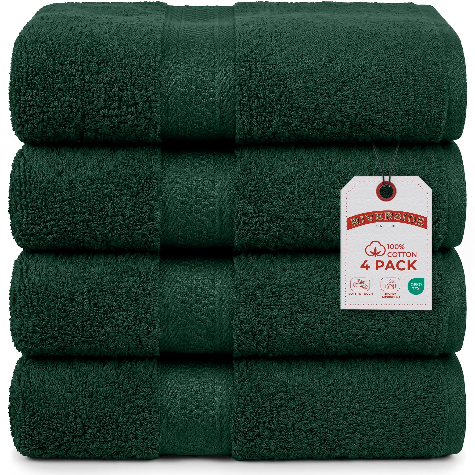 RIVERSIDE Luxury Bath Towels - 4 Pack, Purple -28 RIVERSIDE Luxury Bath Towels - 4 Pack, Purple -28