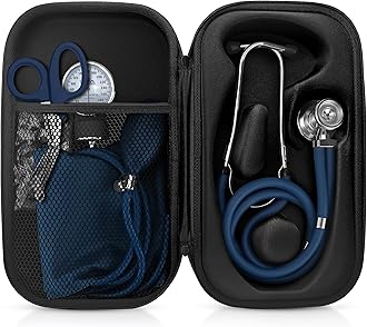 ASA TECHMED Medical Starter Kit – Stethoscope, Durable Blood Pressure Monitor, EMT Shears & Protective Carrying Case – Ideal for Healthcare Students & Professionals, Navy Blue