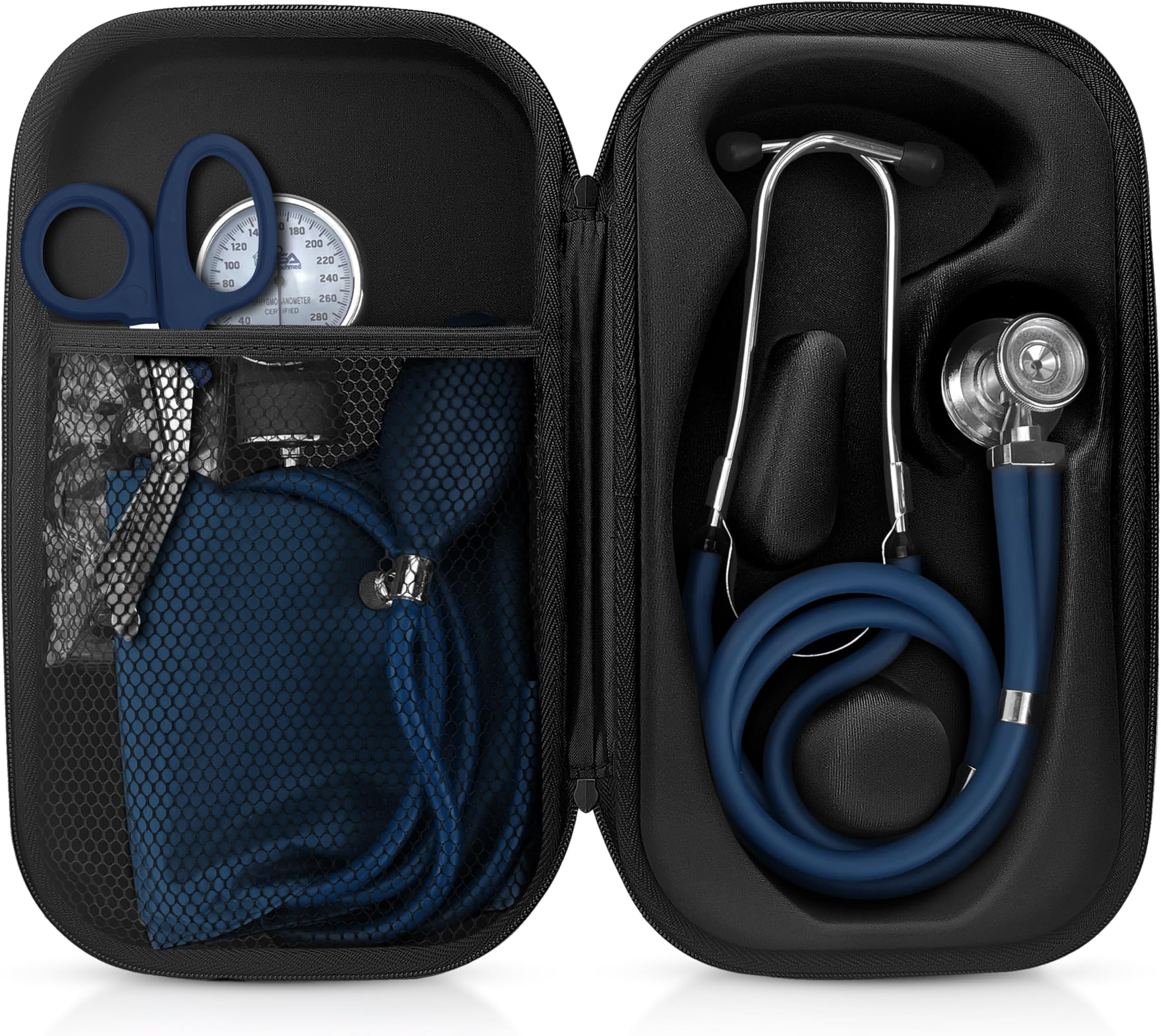 Medical Starter Kit – Stethoscope, Durable Blood Pressure Monitor, EMT Shears & Protective Carrying Case – Ideal for Healthcare Students & Professionals, Navy Blue