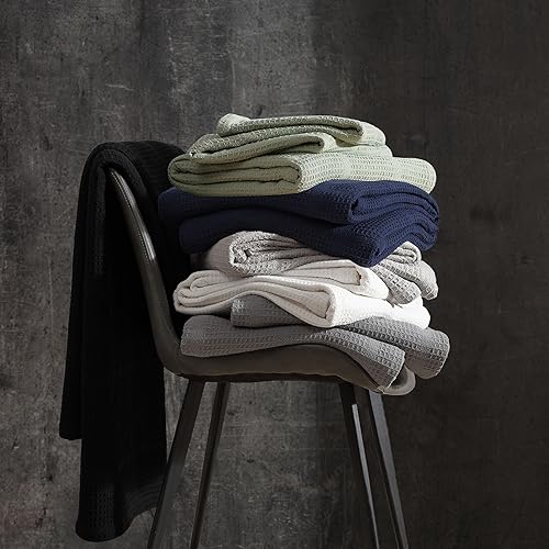 Miniatura 4 de Kenneth Cole Ropa de cama ligera de algodón para el hogar, manta acogedora para todas las estaciones, King, color negro