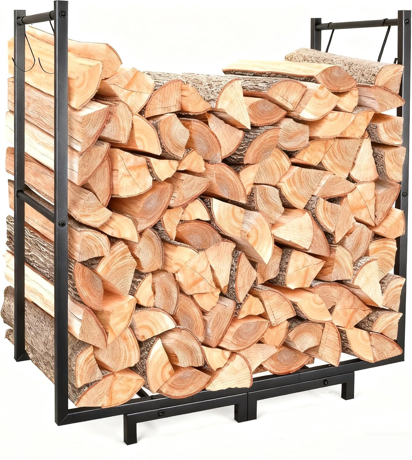 Utral Sturdy Firewood Rack Holder, Thickened Outdoor Indoor Fire Wood Pile Storage Stacker, Rustproof Waterproof Log Rack for Fireplace Wood Organizer