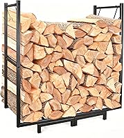 KIPHCA Rustproof Firewood Rack Outdoor Indoor 30x31 Inch Heavy Duty Log Holder Stacker with 4 Hooks 300lbs Capacity