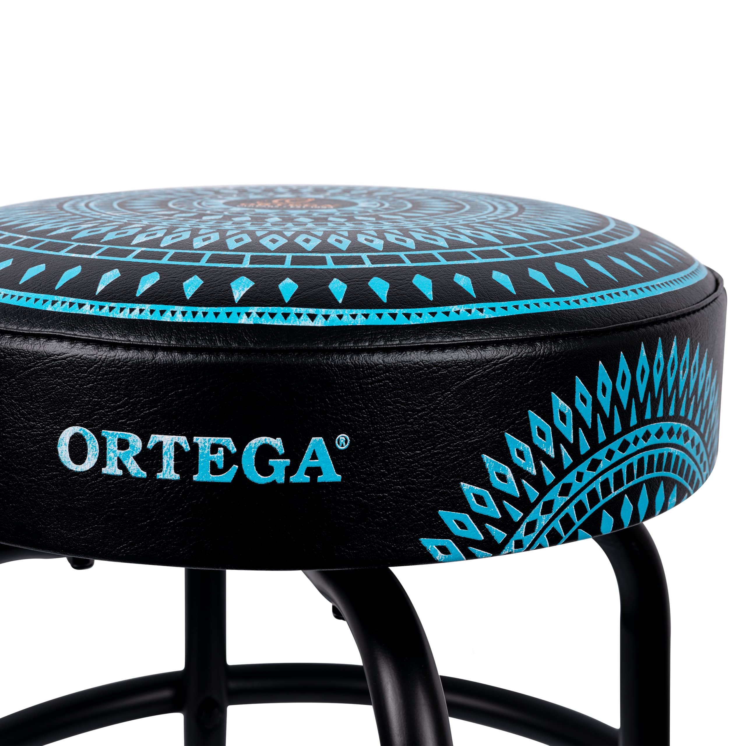 Ortega Guitars gepolsterter Stage Hocker –für Bühne, Bar, Studio, Showroom – 61 cm Höhe – Blue Kaleidoscope (OBS24-BLKC)