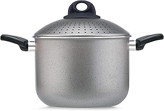 Pensofal, Serie Inducta, Pentola PastaSì 7 lt Grand Family, Diametro 24 cm, Maniglie in bakelite, in Scatola Regalo, Alluminio con rivestimento antiaderente, Effetto Pietra, Grigio Argento, adatta anche all'induzione, Raccomandata dallo chef pluristellato Bruno Barbieri