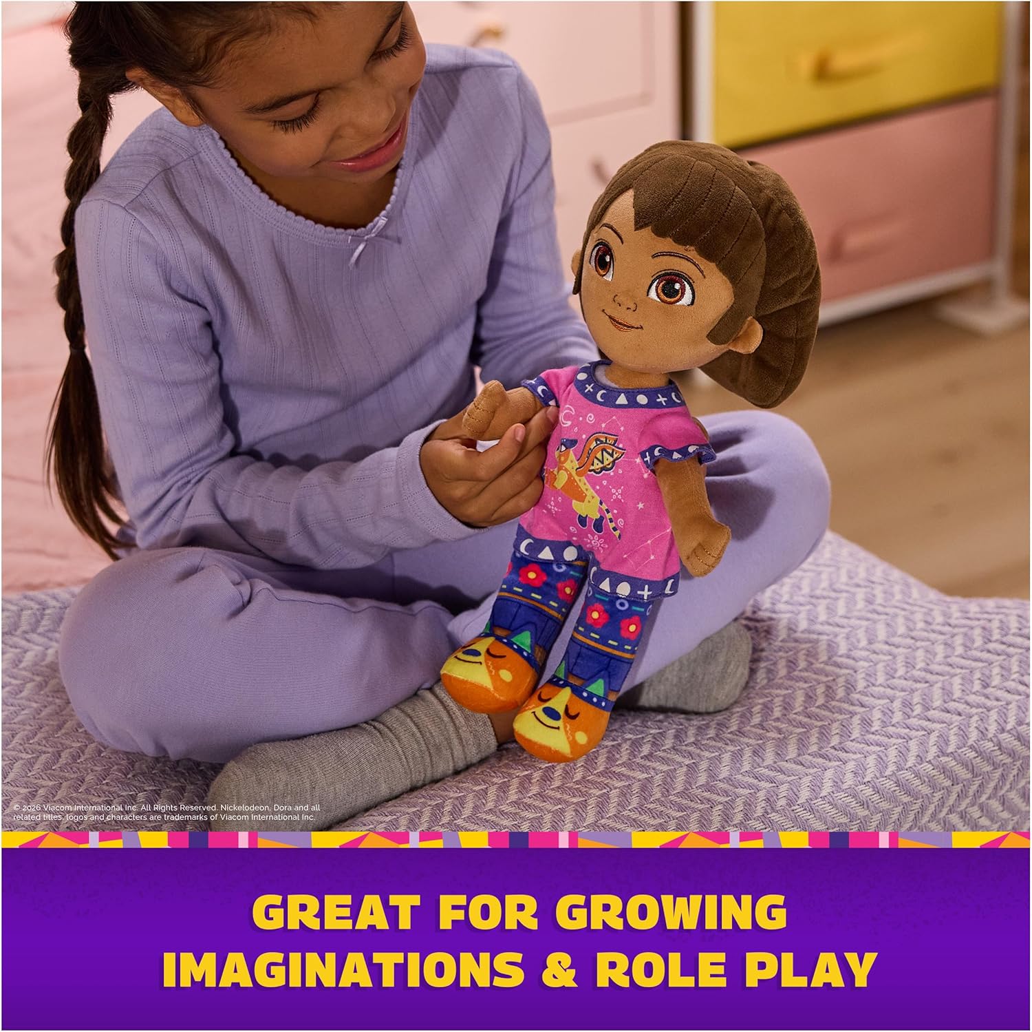DORA Nickelodeon Official Bedtime Plush Toy, Educational Toys, Glow-in-The-Dark Plush Doll, Sensory Toy for Ages 3 and Up, 13”
