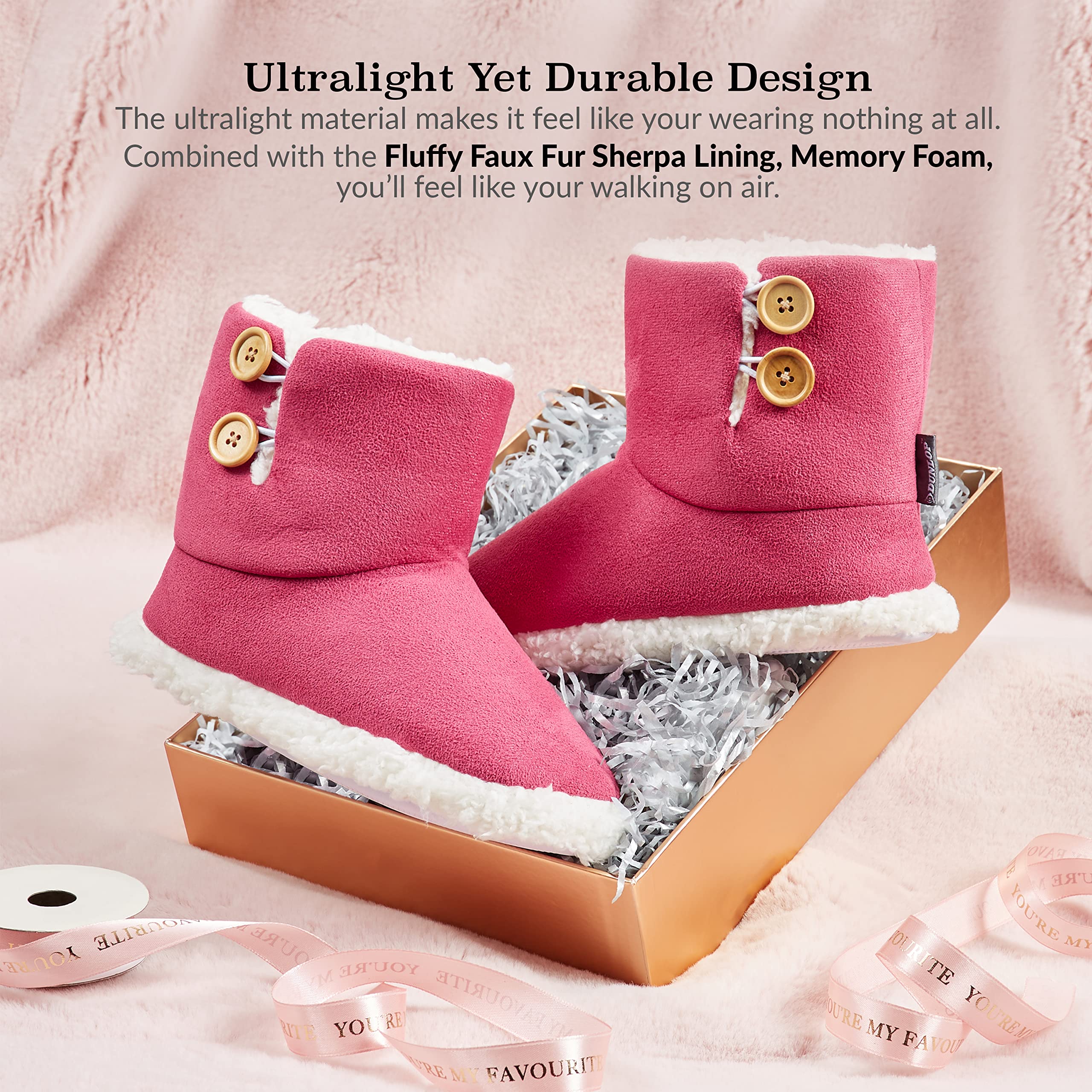 DUNLOP Pantofole Donna Invernali a Stivaletto Antiscivolo Memory Foam Regalo di Natale