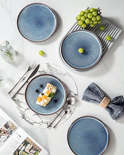 Miniatura 6 de UNICASA Platos de postre de cerámica, juego de 4 platos de ensalada, platos redondos de 8.25 pulgadas para pasta, juego de vajilla de cerámica para