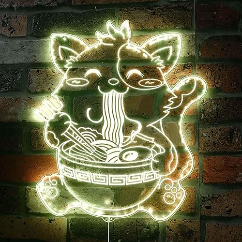Miniatura 8 de ADVPRO Ramen Japan Cat Instant Noodle RGB Dynamic Glam LED Sign - Forma de corte a borde - Decoración de pared inteligente 3D - Iluminación dinámica
