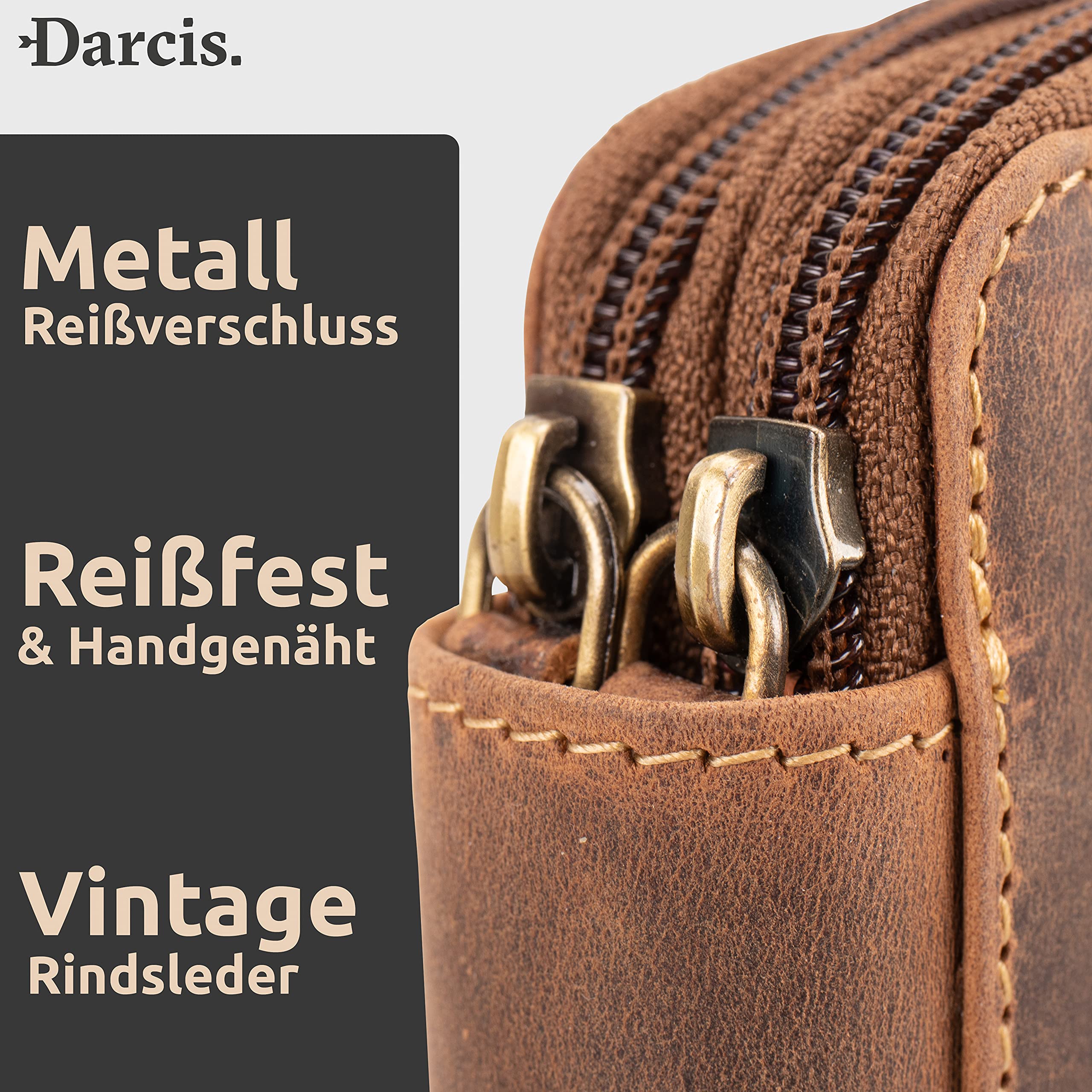 Federmäppchen Leder Braun - Stifteetui aus hochwertigem Rindsleder mit 33 Schlaufen - Handgefertigtes Mäppchen - Leder Etui - Stiftemappe Vintage