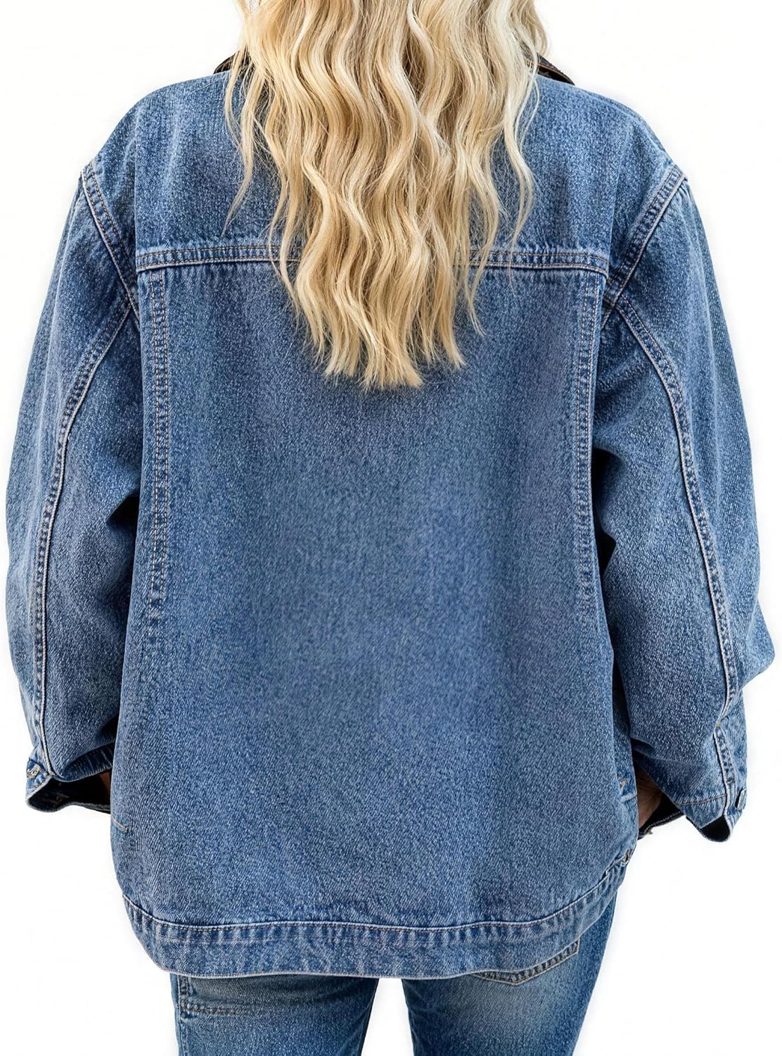EMMIOL 025 Oversized Jean Jacket Women, Y2K Denim Fall Jackets Coat Vintage Trendy Relaxed Fit - Image 4