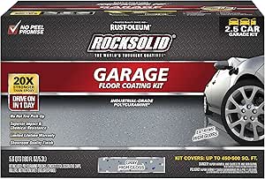 Rust-Oleum RockSolid Polycuramine Garage Floor Coating Kit, 2.5 Car, High Gloss Gray