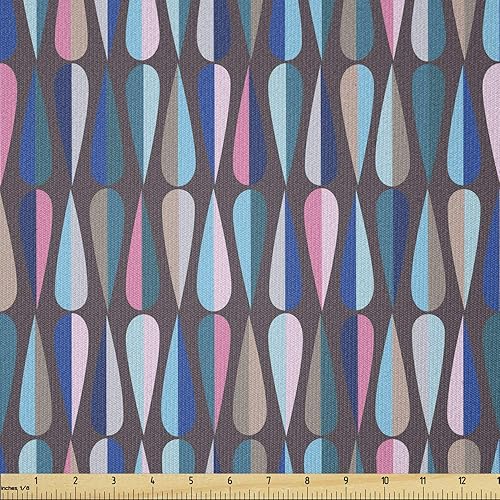 Miniatura 90 de Ambesonne Tela de Mariposas por Yarda, Patrones de Mariposas Estacionales Alegres Selva Tropical Naturaleza Salvaje Ilustración, Tela Decorativa