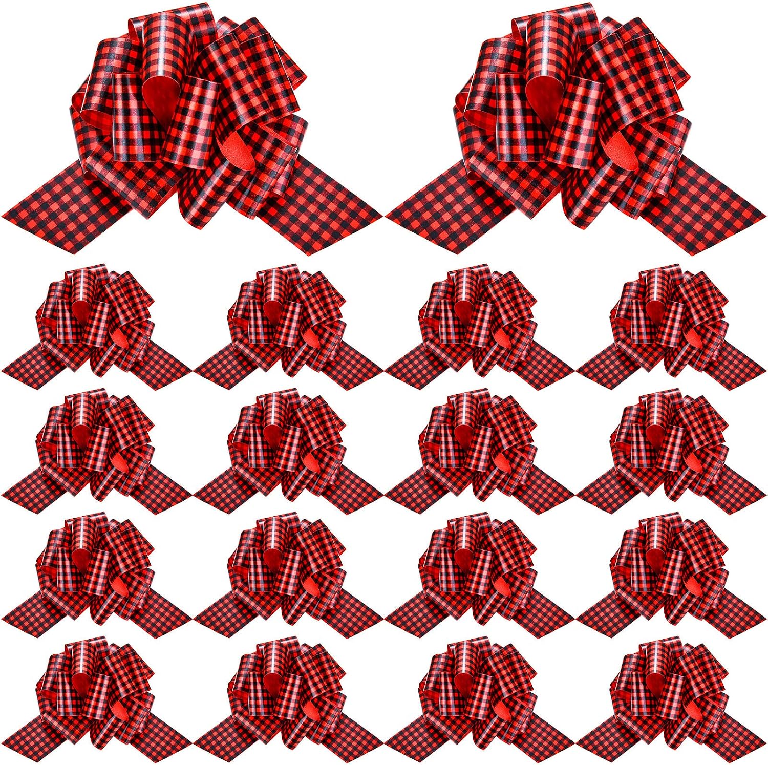 Syhood 20 Pcs Christmas Pull Bows Buffalo Plaid Ribbon,5 Inch,Plaid Style