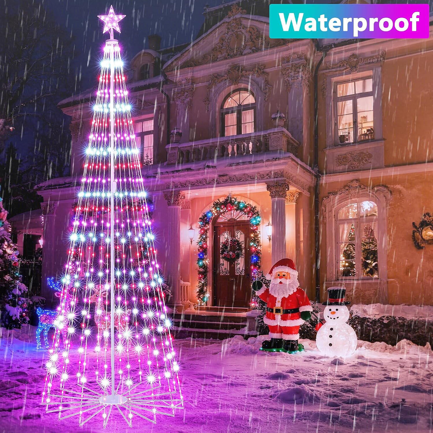 Joomer Christmas Tree Star Lights, 9FT 460LED Smart Orange Purple Light with Remote Timer Music Sync Bluetooth App Controlled RGB Color Changing Lights for Christmas Halloween Decoration