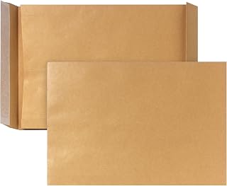 Post 07070610 Folding Envelope Square Bottom Peel and Seal Pack of 10 Envelopes C4 Kraft Paper 130 g 229 x 324 x 40 mm, Brown
