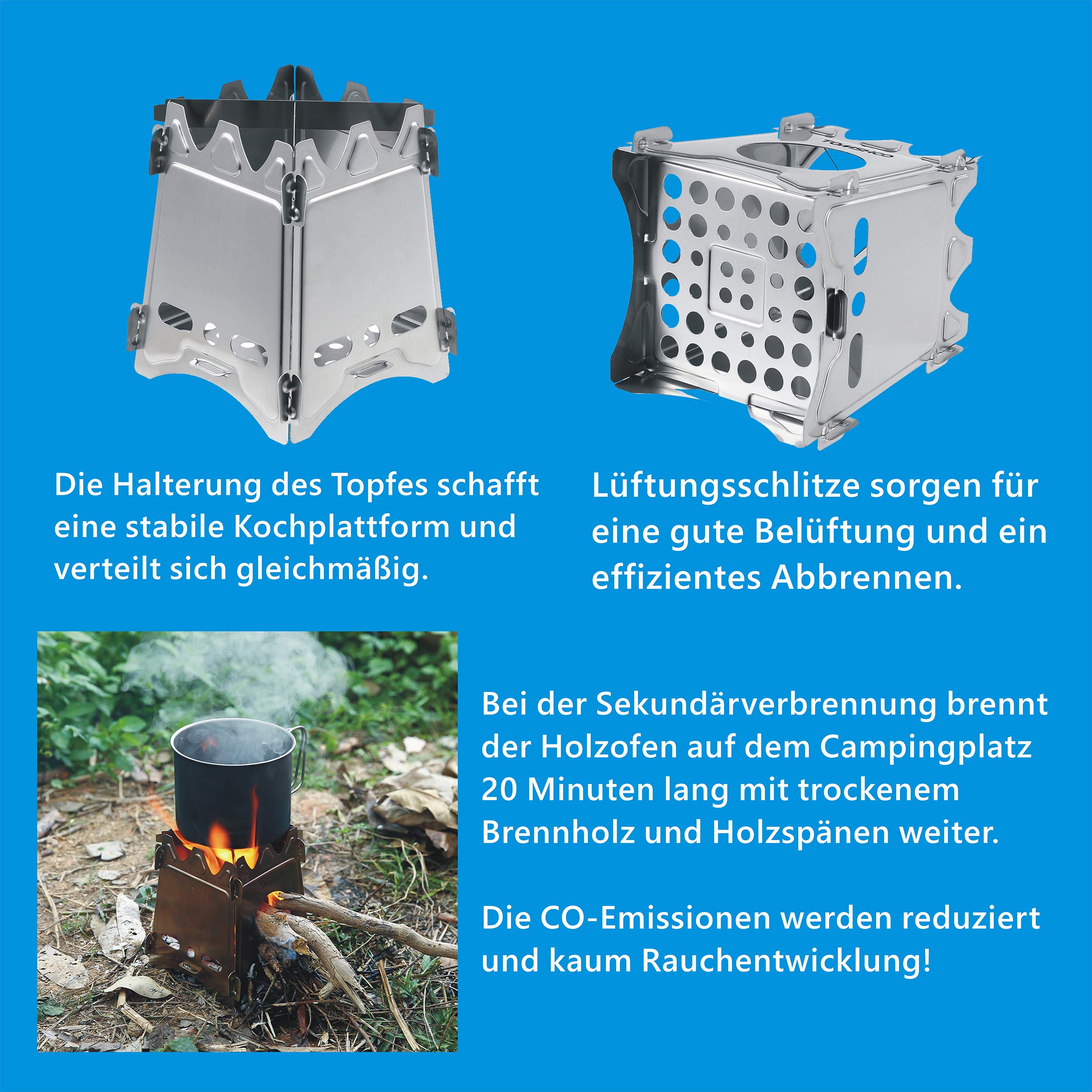 Buy TOMSHOO+ Camping Wood Stove Portable Folding Lightweight Stainless